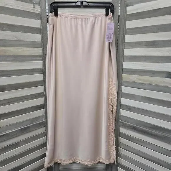 Women's Satin Lace Trim Midi Skirt | Wild Fable | Large - Picture 1 of 9
